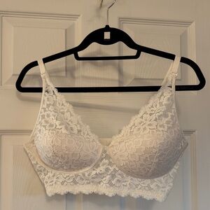 Maidenform Elegant Wireless White Lace Bra 38D EUC